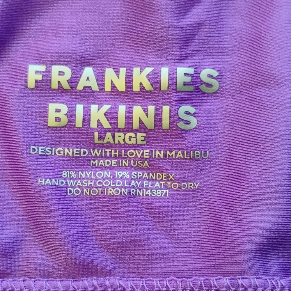 NWT Frankie's Bikinis Purple Bandeau Sz L Swimwear Bikini Top Beach A-2